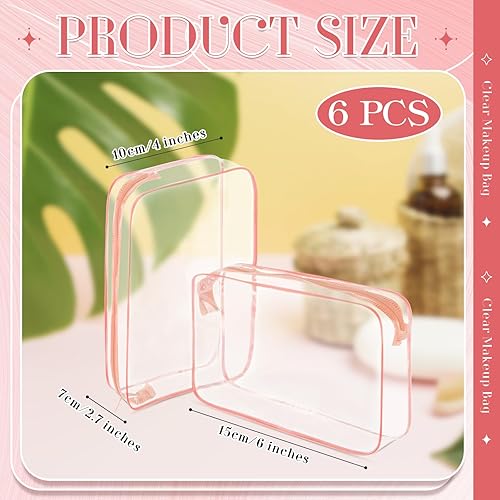 Miniatura 2 de Locmeo Bolsa de maquillaje transparente, 6 piezas, bolsa de aseo transparente, de PVC, impermeable, portátil, bolsa de viaje para maquillaje, bolsa