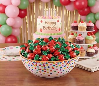 Strawberry Filled Bon Bon Hard Candy 1 lb Bulk Individually Wrapped Fruit
