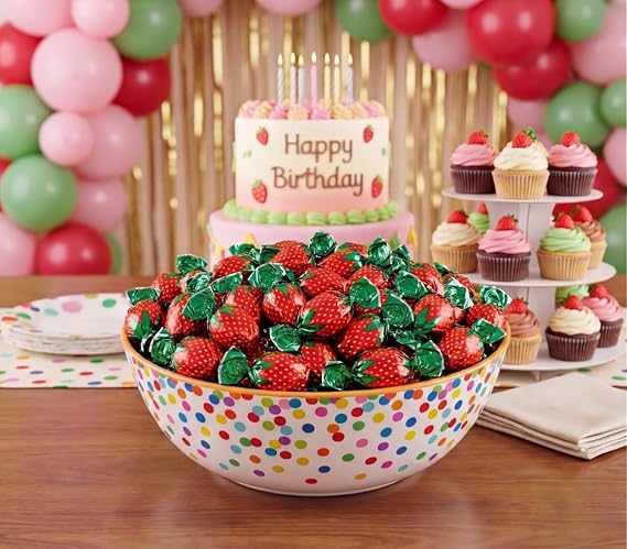 Strawberry Filled Bon Bon Hard Candy 1 lb Bulk Individually Wrapped Fruit