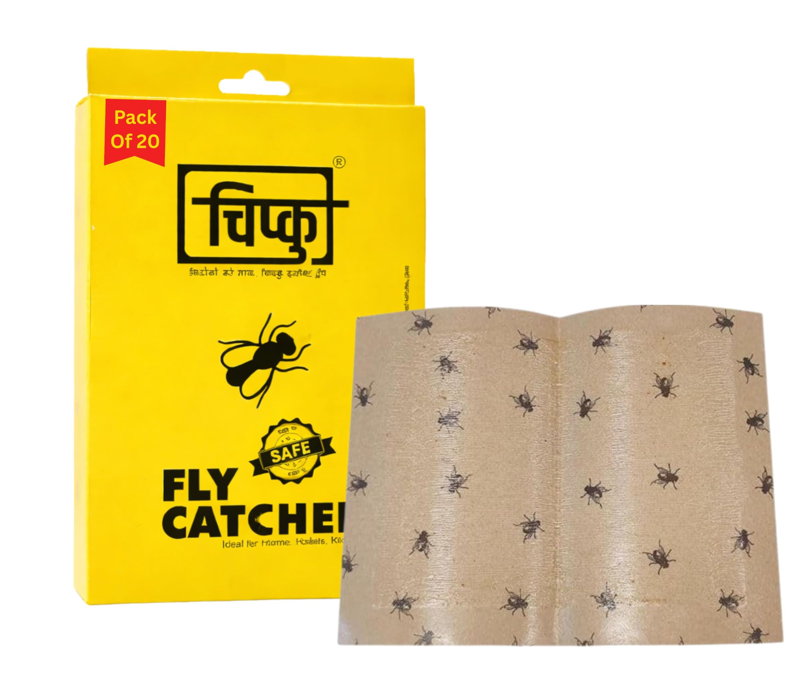 Chipku Fly Catcher Glue Pack of 20 Sheets | Non-Toxic Housefly Trap | Disposable,Sticky Adhesive Fly Paper for Home, Kitchen, Office, Restaurant, Dairy, Poultry | Chemical-Free Insect Trap-image-6