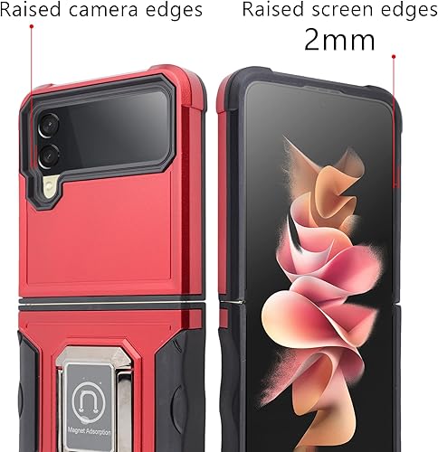 Miniatura 9 de Compatible con Galaxy Z Flip 3 Ring Case, Slim Magnetic Phone Case Premium Thin Full Protection Hard PC con agarre antideslizante, funda protectora