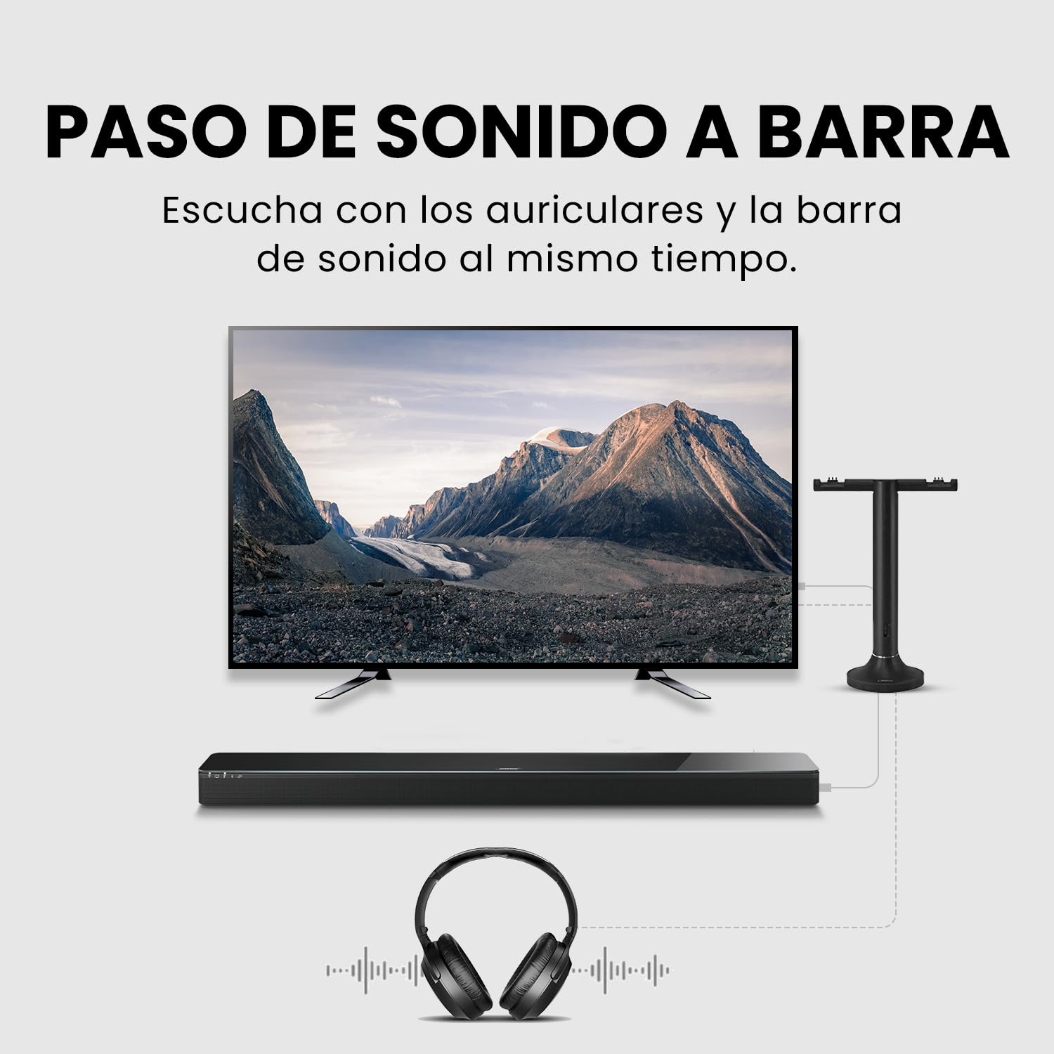 Avantree Duet - Dobles Auriculares Inalámbricos para Televisión, Sonido Claro y Volumen Amplificado para Mayores, Configuración Plug & Play Sencilla, con Transmisor RF 2,4 GHz y Base de Carga