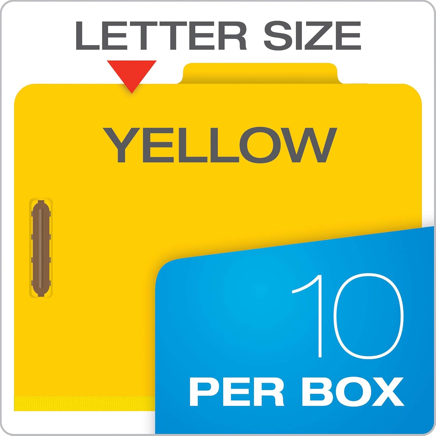 Pendaflex Classification Folders, 2 Dividers, 2" Fasteners, Letter Size, Yellow, 10/Box (24134P)