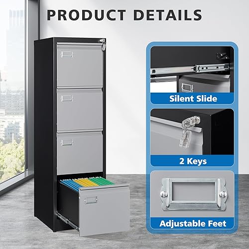 Miniatura 101 de Archivador vertical de 2 cajones con cerradura de metal, archivador vertical de metal, para oficina y hogar, archivadores verticales de acero