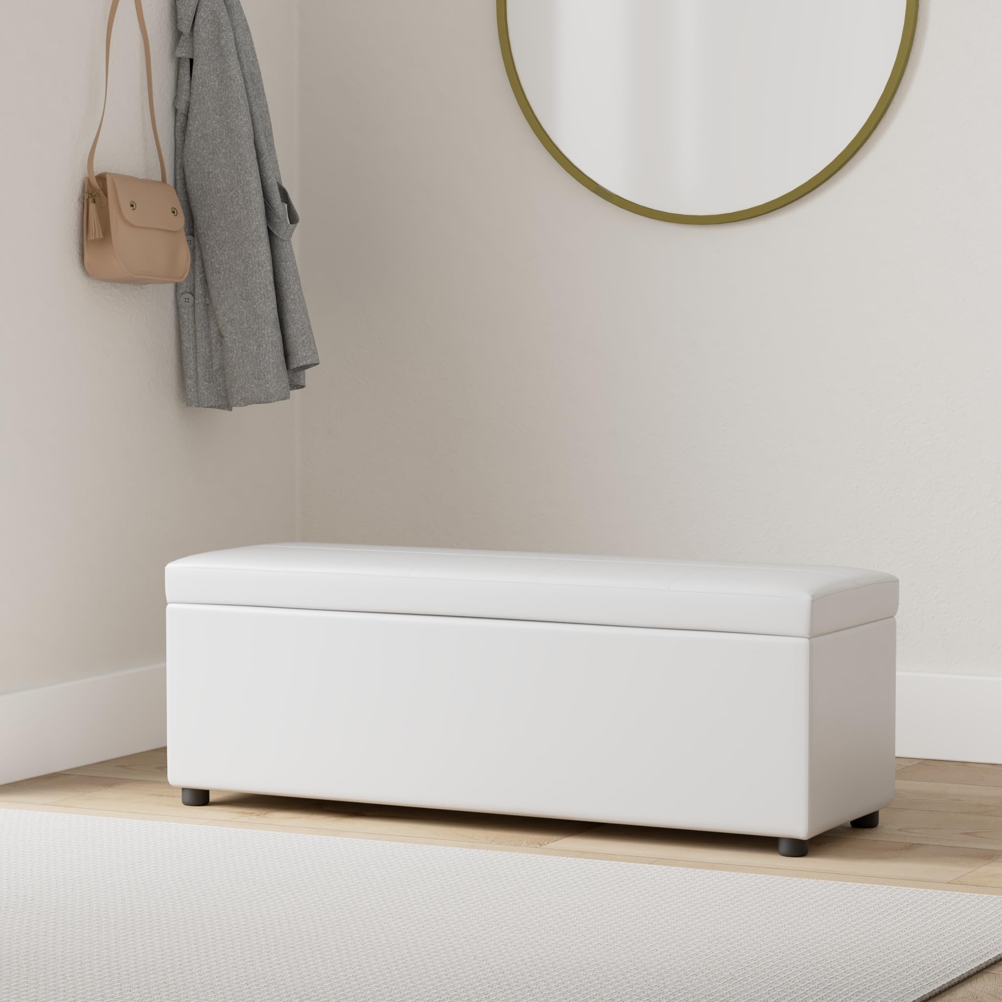 vidaXL Banco Largo de Almacenamiento de Madera Blanco