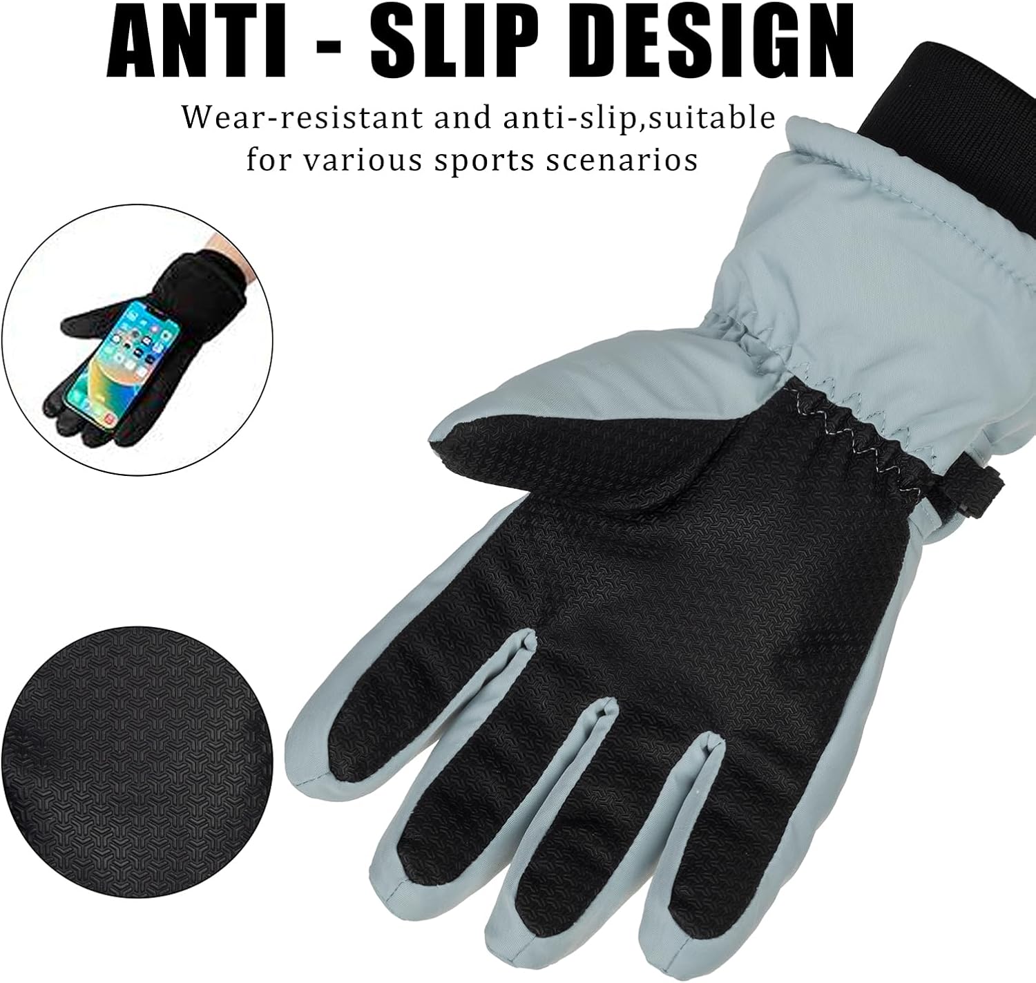 Kids Winter Ski Snow Gloves Waterproof Touchscreen Warm Snowboard Mittens for Boys Girls (for 7-12 Years) - Image 4