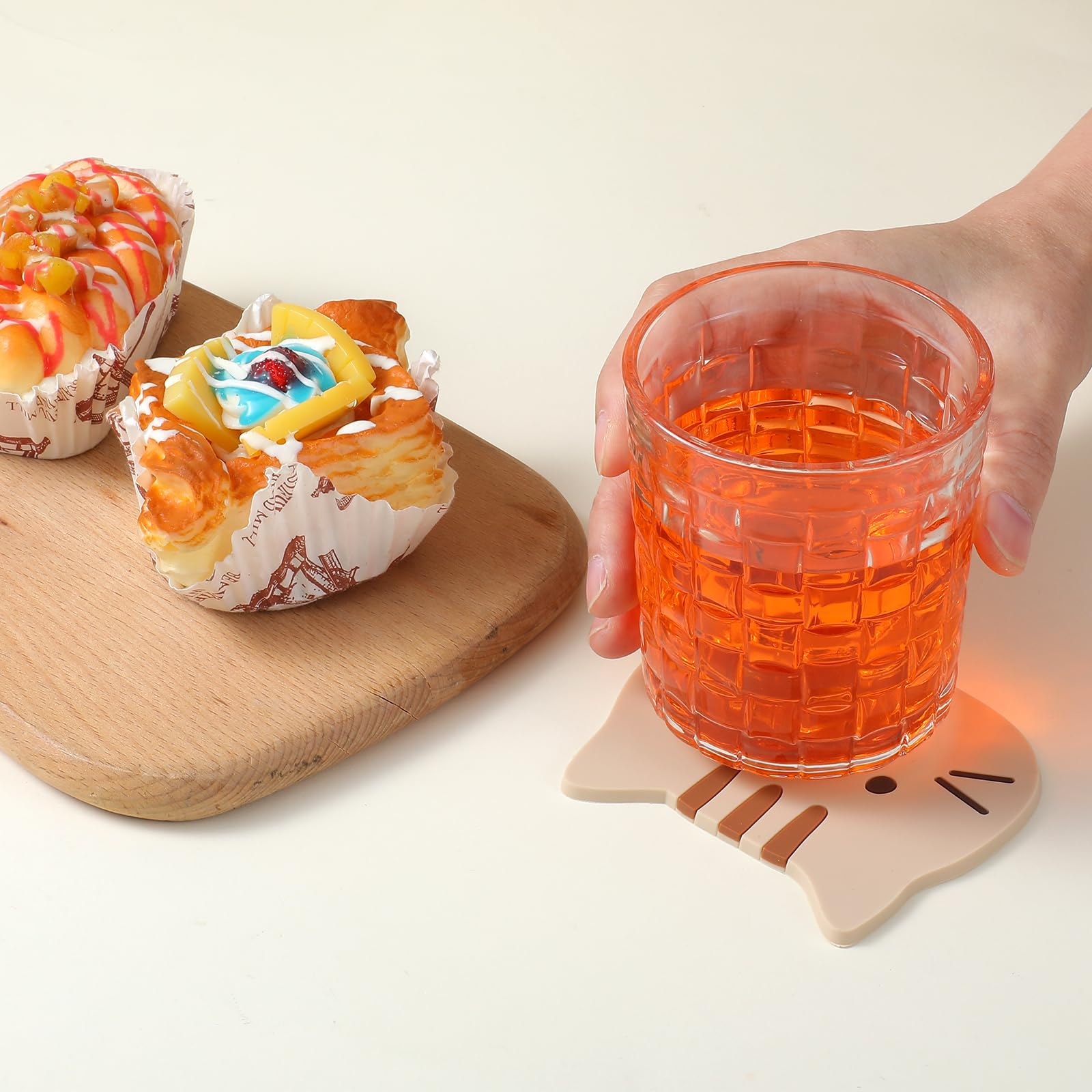 4 posavasos divertidos de gato para bebidas, lindo portavasos de gato, posavasos pequeños de silicona para decoración de mesa de café, comedor, almohadillas calientes antideslizantes para bebidas, té 6