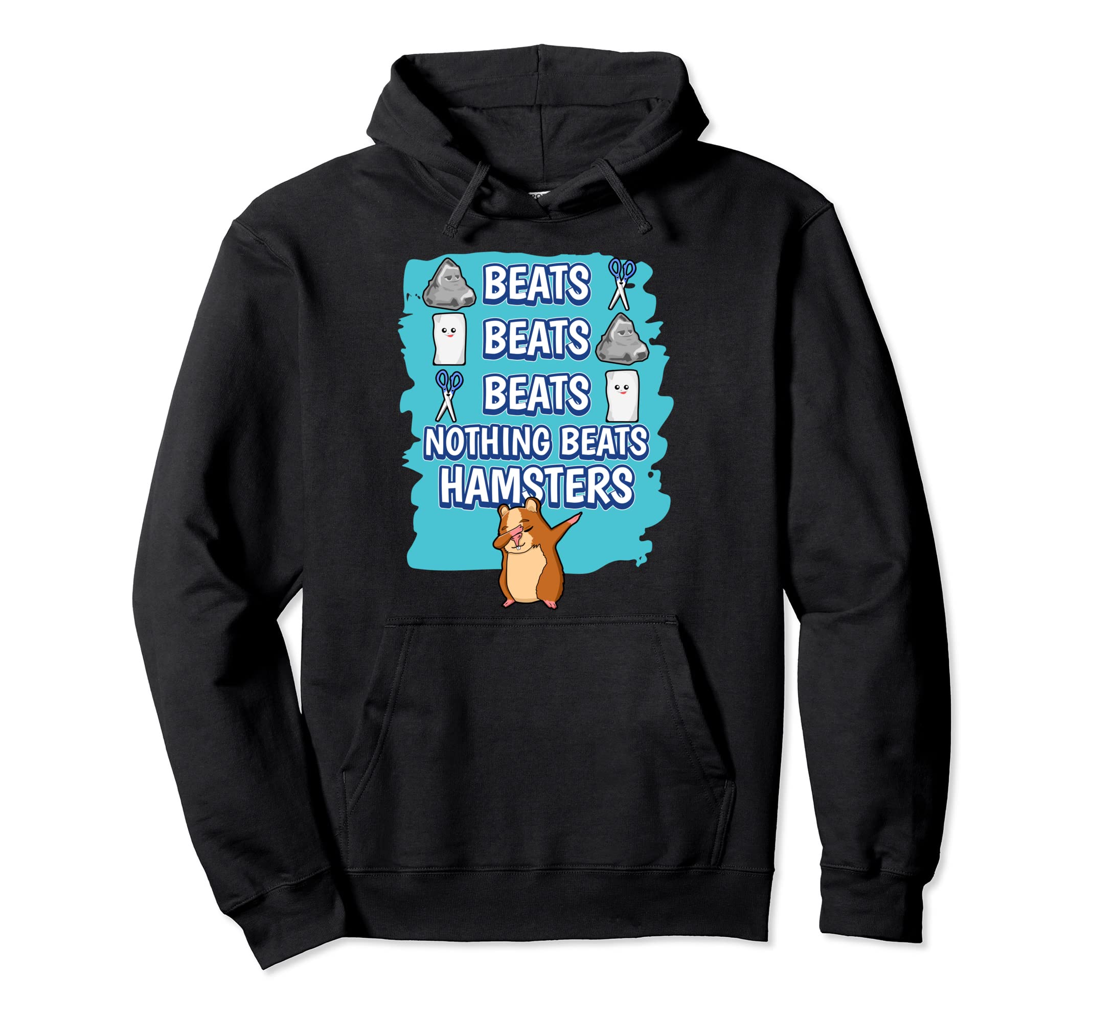 Nothing Beats Hamsters Rock Paper Scissors Game Hamster Pullover Hoodie, Black