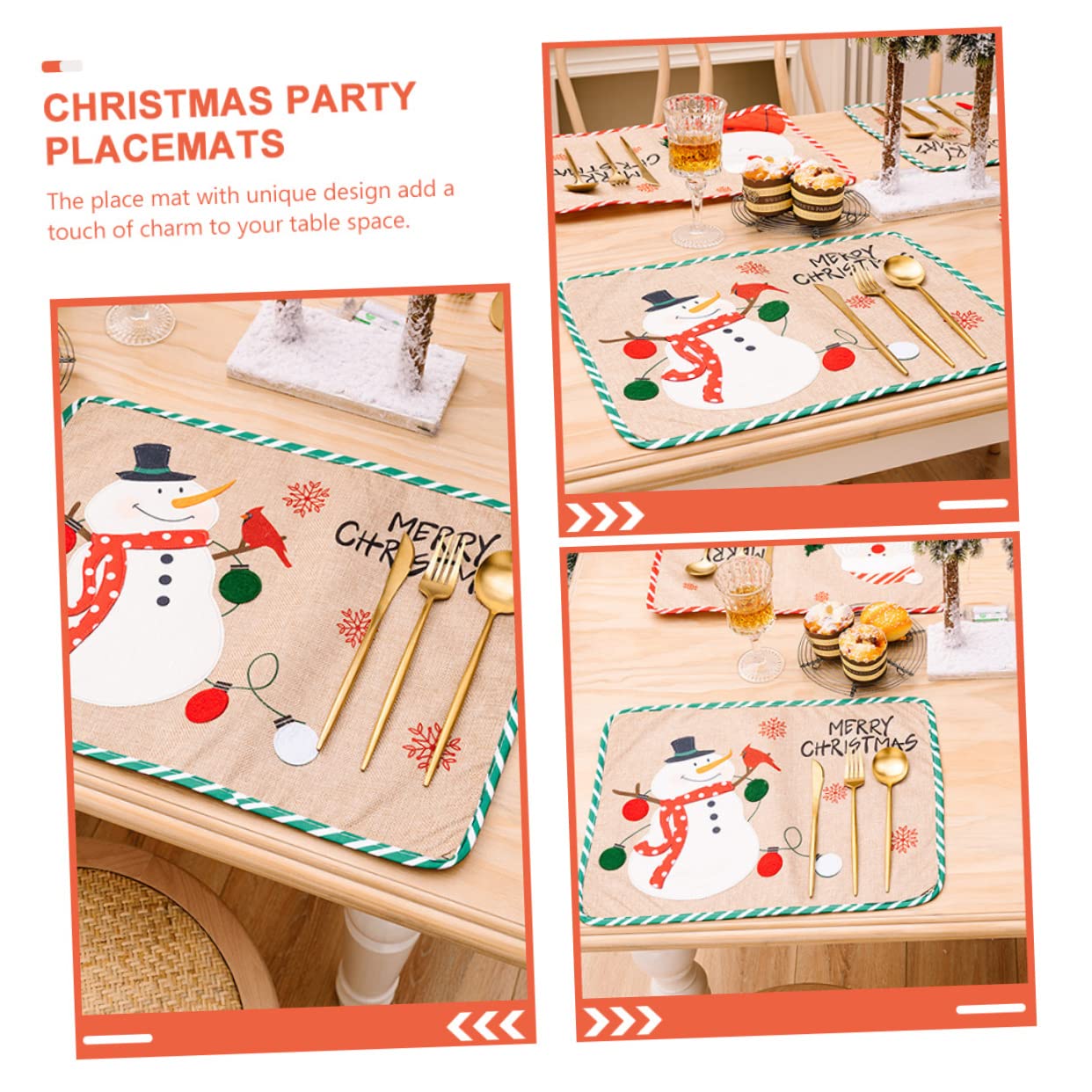 Cabilock 3 Piezas Decoración navideña Decoraciones de Mesa de Fiesta manteles Individuales para Festivales Posavasos navideños Christmas Tablecloth decoración de la Mesa del hogar Tela