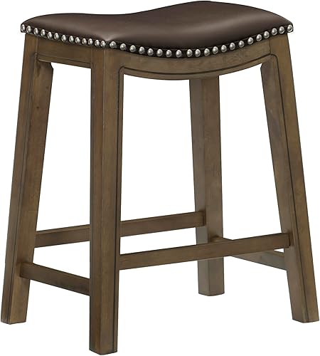 Miniatura 20 de Homelegance Ordway Taburete de Altura de Mostrador de Madera Maciza - Taburete de Cocina Estilo Silla de Montar, Taburetes de Altura de Mostrador