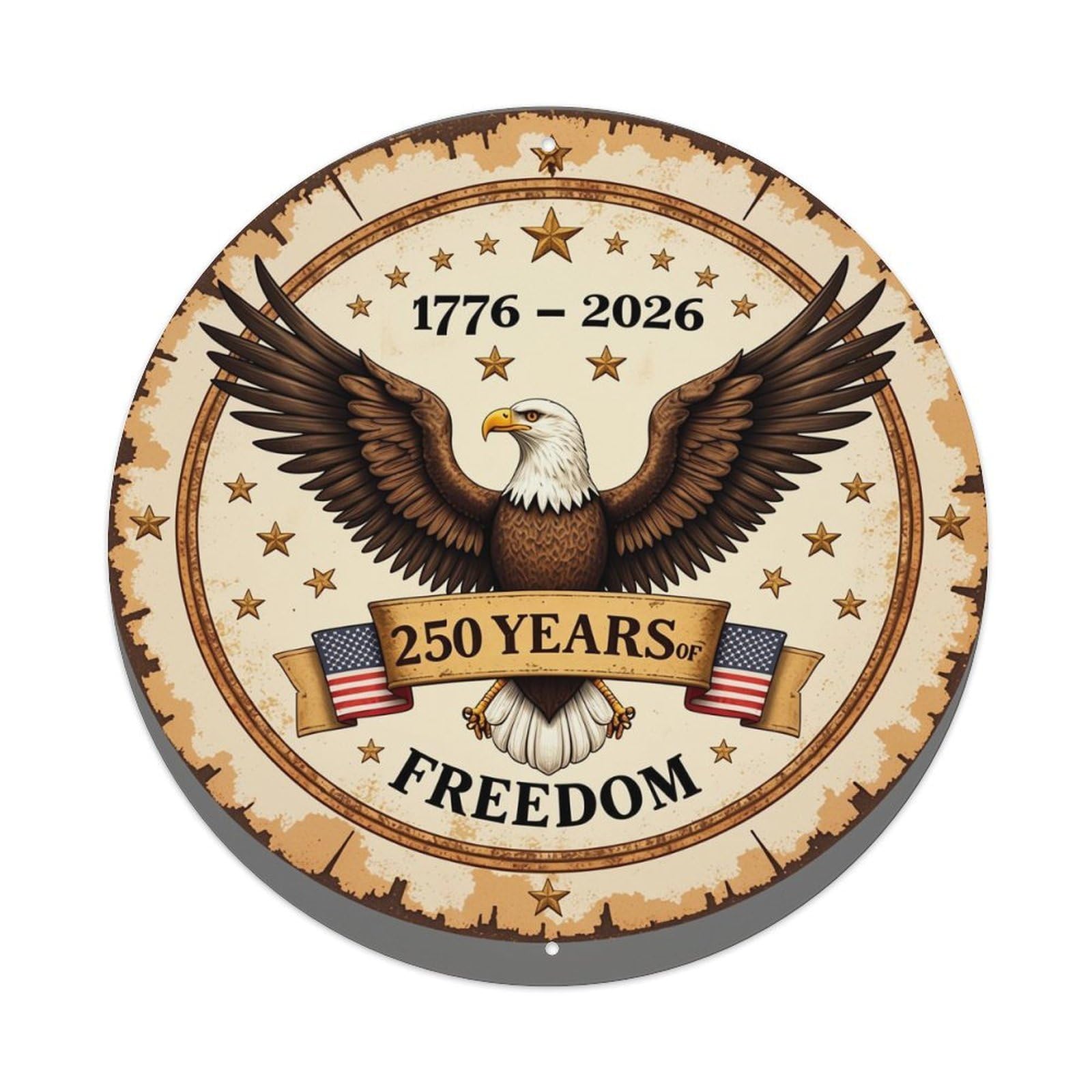Eagle Stars Freedom Anniversary Seal Tin Sign Metal Poster Vintage Metal Signs for Home Man Cave Bar Cafe Kitchen laundry room Wall Decorations 8x8 inches