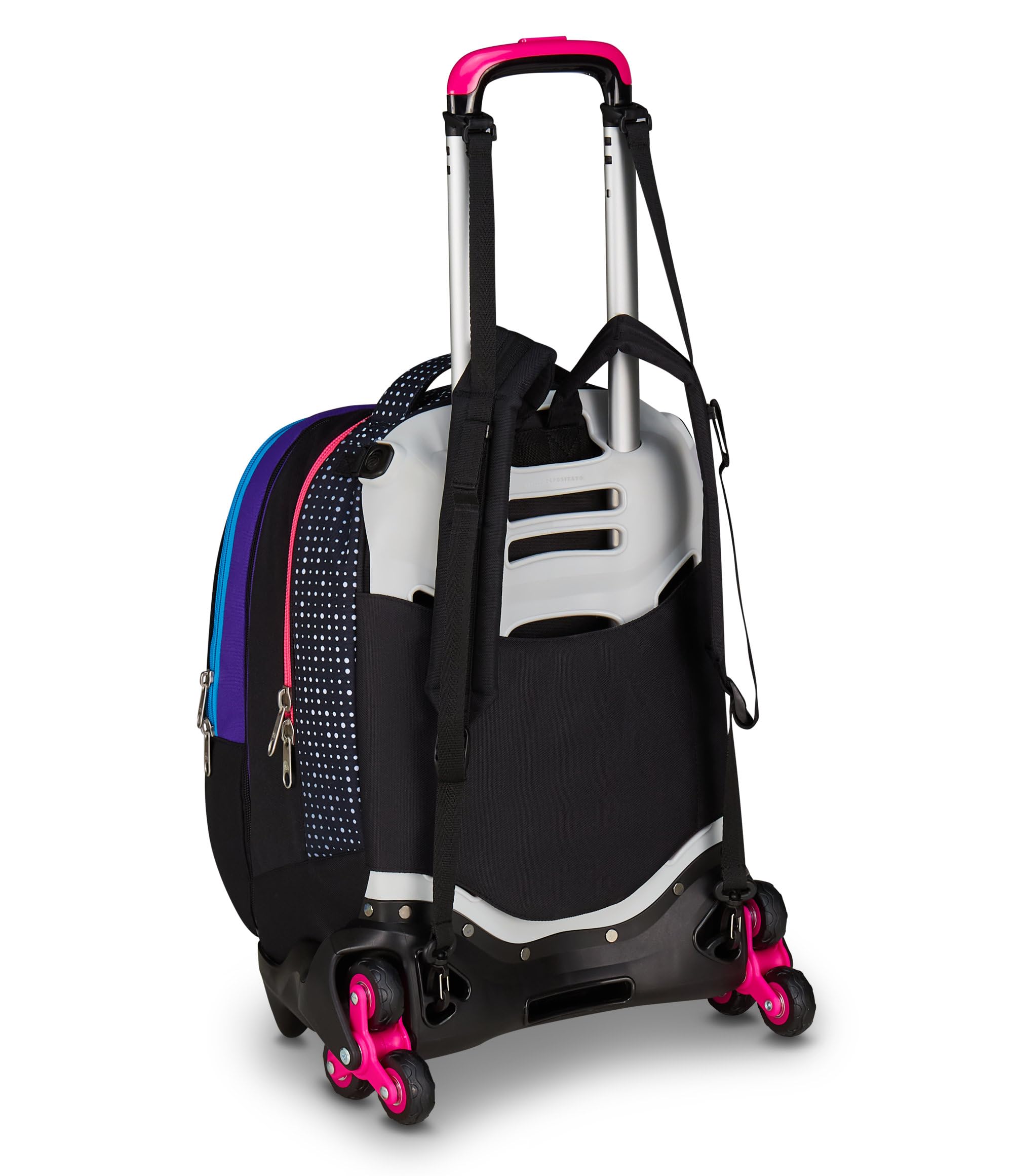 Seven Trolley Scuola Jack 3 Ruote Detach Nuanced, Fucsia Azzurro, Zaino Con Carrello Sganciabile Da 37 Litri, Tasca Borraccia, Zainetto Staccabile, Multiuso e Spazioso, Per Scuola Elementare e Media,