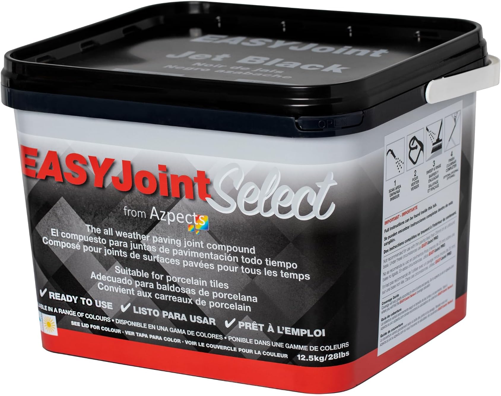 EASYJoint Select Patio Sand Ready Mixed Paving Jointing Compound For Outdoor Ceramic, Porcelain Tiles And More. 12.5kg All Weather, Strong And Durable Sweep In Joint Compound - Jet Black