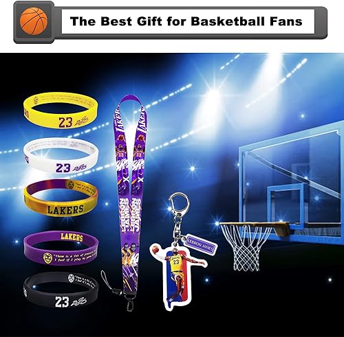 Miniatura 5 de HMWIWAR Basketball Silicone-Wristbands Star-Lanyard Idol-Keychain, Cool Rubber-Bracelet Lanyards Keychain for Men & Boys Fans