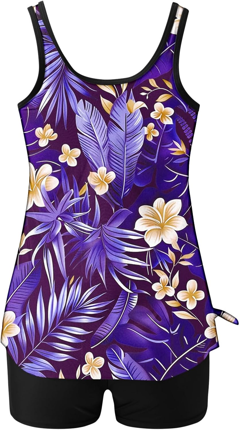 Tankini Swimsuits for Women,Swim Suits for Women 2026 Two Piece Blouson Swim Tank Top with Shorts Modest Bathing Suit - Image 5