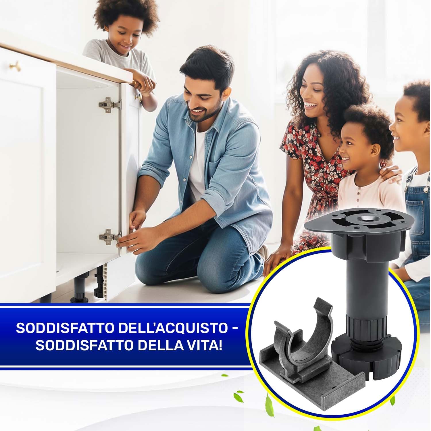 MONTERAL Set di 20 Pezzi Piedini per Mobili Regolabili 95-165 mm Ø 27,5 mm Capacità di Carico 60 kg e 20 Pezzi Ganci per Zoccolo Cucina Universale - Garanzia di 10 Anni