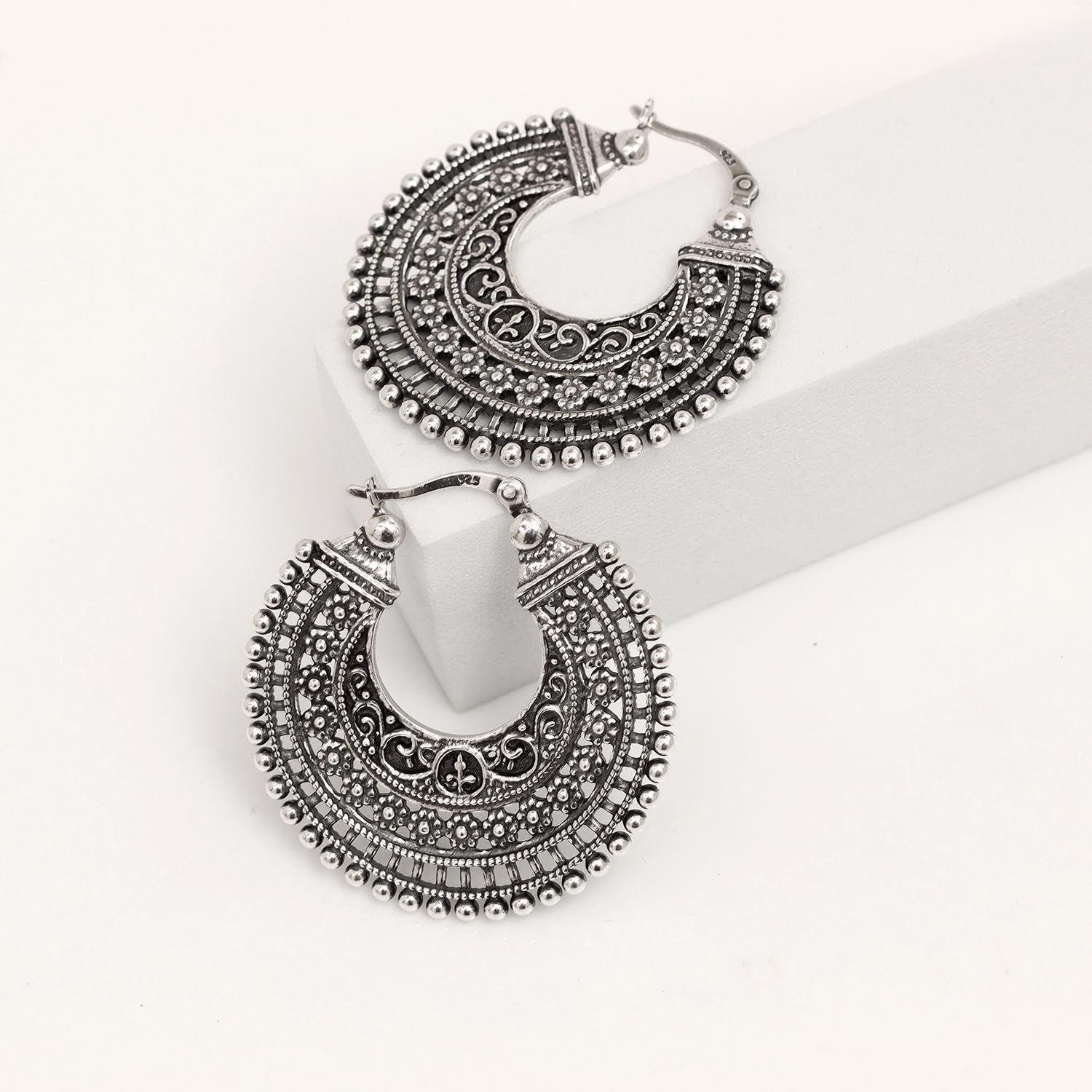 LeCalla 925 Sterling Silber Chunky Hoop Ohrringe für Schmuck Geschenke | Hypoallergene Medium & große Click-Top italienische Ohrring Hoops für Frauen