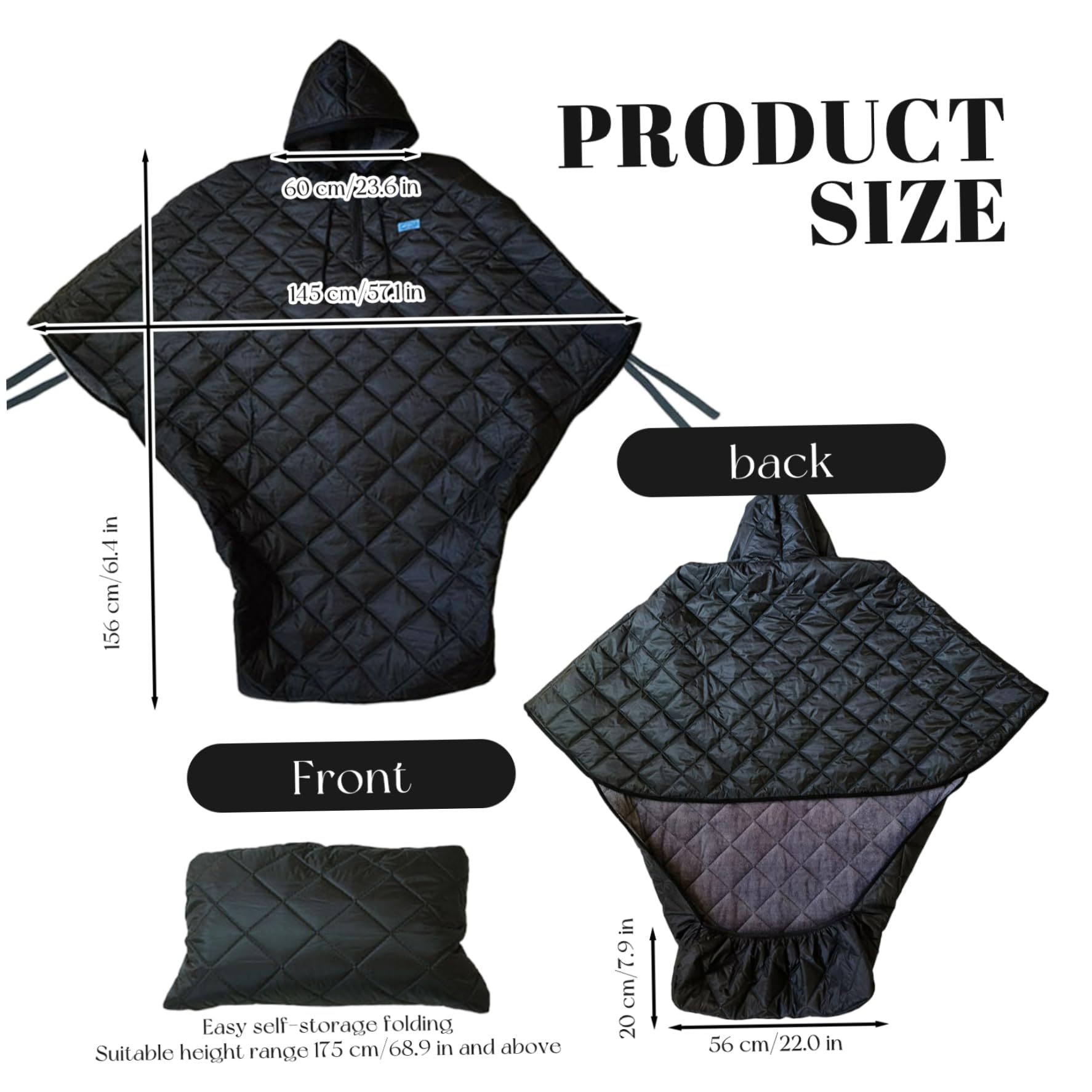 Manta para silla de ruedas Poncho para silla de ruedas con capucha de tela con forro polar cálido Cubierta de cuerpo completo resistente al viento e impermeable para adultos, hombres y mujeres co-