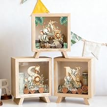 CALLIE Personalized Wooden Forest Animals Name Initial Piggy Bank for Kids