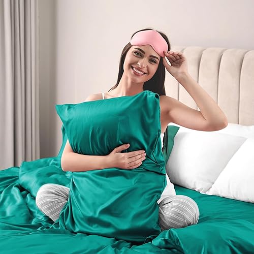 Miniatura 10 de Lirex Funda de almohada de satén para cabello y piel, súper suave y refrescante similar a la seda, paquete de 2 fundas de almohada tamaño King de 20