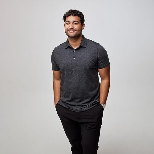 Miniatura 3 de Fresh Clean Threads Camisas polo para hombre, preencogidas, suaves, ajustadas, clásicas, de primera calidad, mezcla de polos de algodón y poliéster