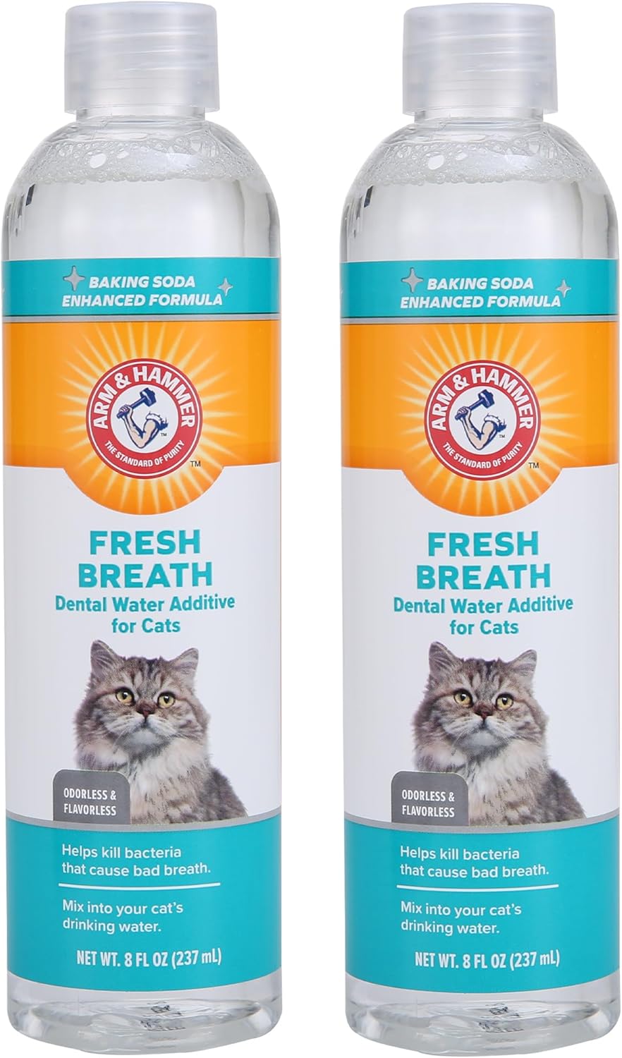 Arm & Hammer for Pets Advanced Care Dental Water Additive for Cats | Cat Teeth Cleaning Product for All Cats | Odorless and Flavorless Cat Dental Rinse, 8 Ounces - 24 Pack