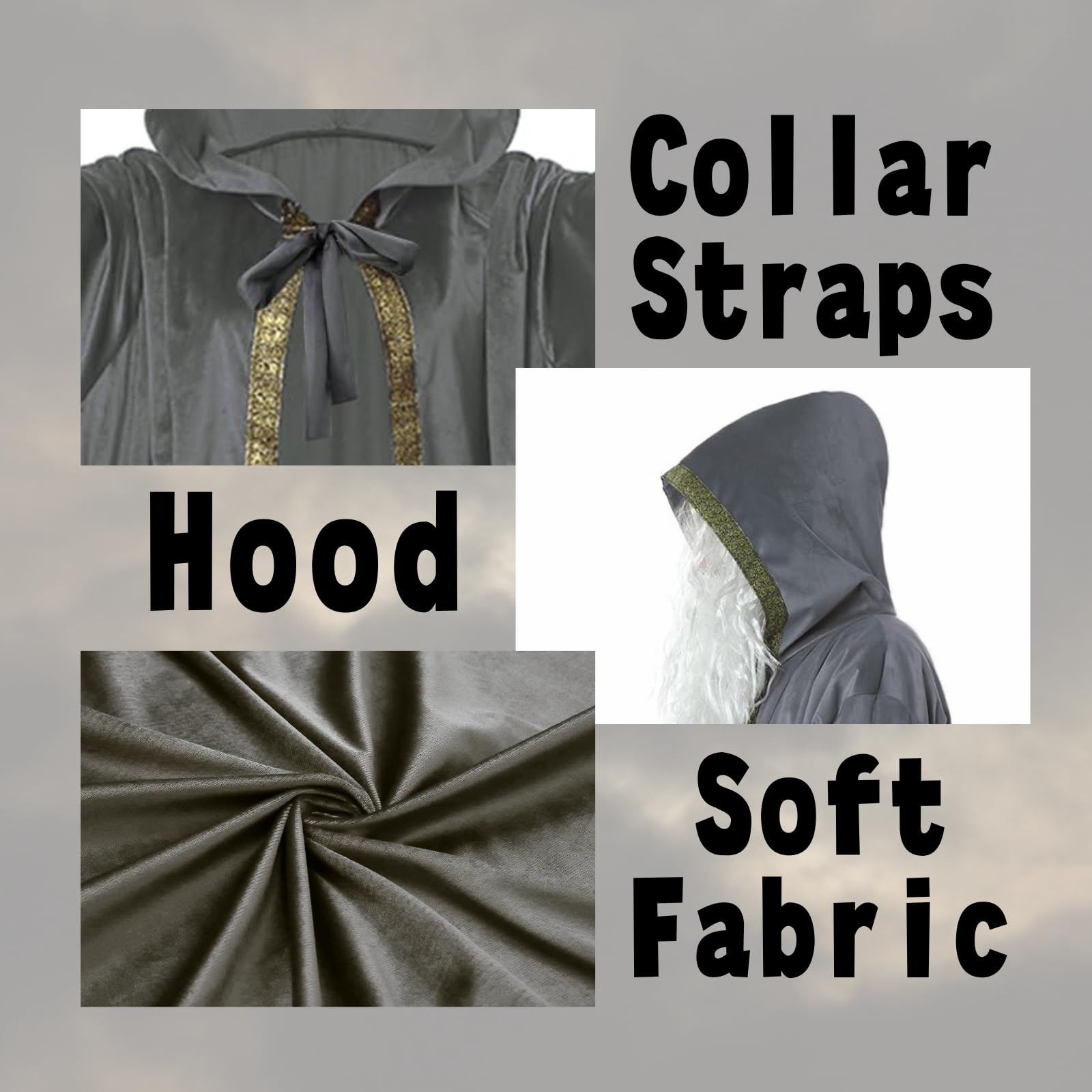Mystic Adult Wizard Robe with Dutch Velvet,Medieval Knight Hooded Cloak - Image 4