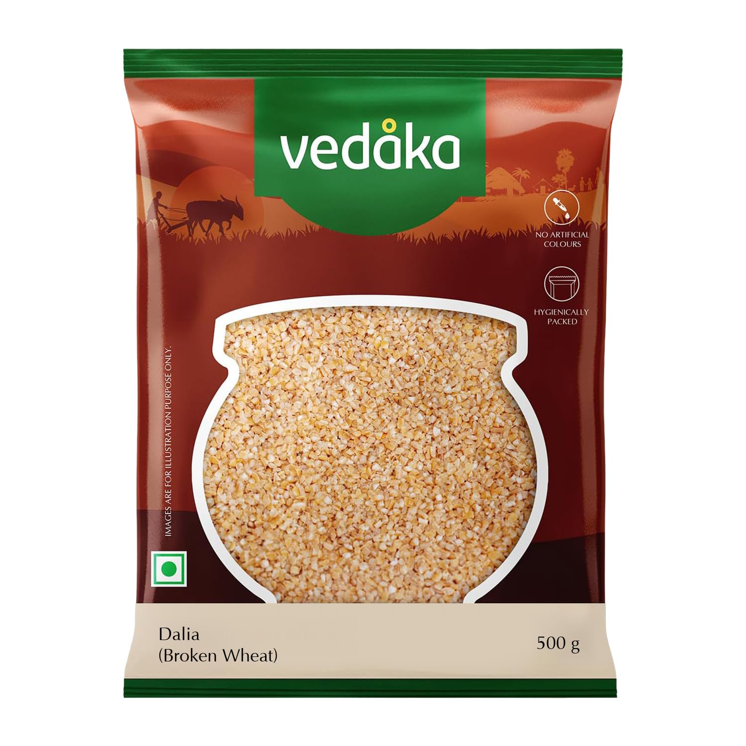 Amazon Brand - Vedaka Dalia (Broken Wheat), 500 g