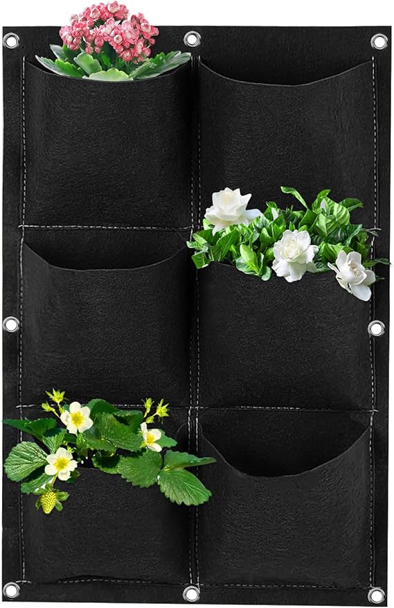 JWTRSVTY Hängende Pflanzbeutel 2-teilig - Vliesstoff Pflanztaschen Mit 4 Löchern
