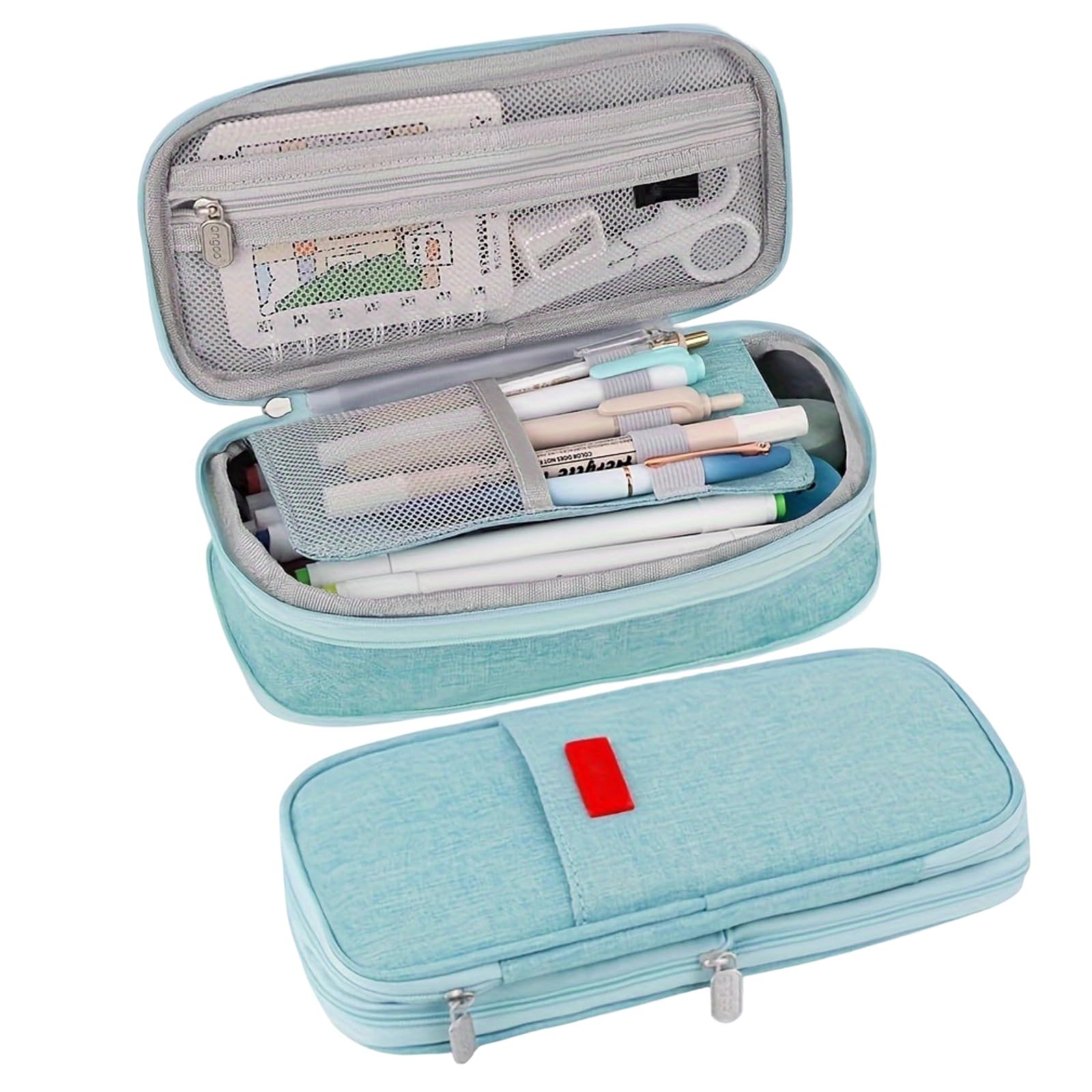 Large Capacity Canvas Pencil Case with Zipper for Women & Men A