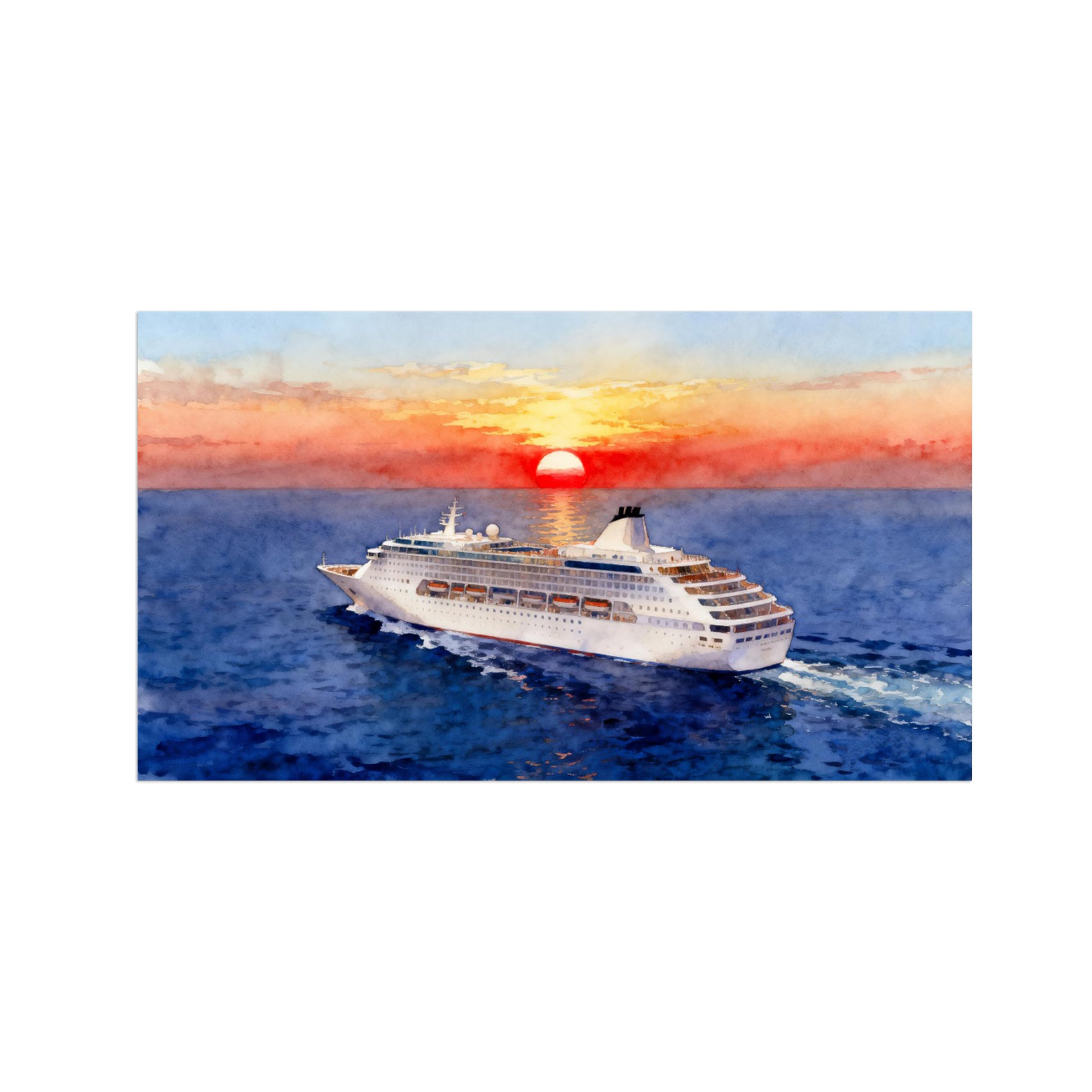 OZPWBVY Blue Sea Boat Landscape Canvas Wall Art Print Painting 20x35cm Unframed