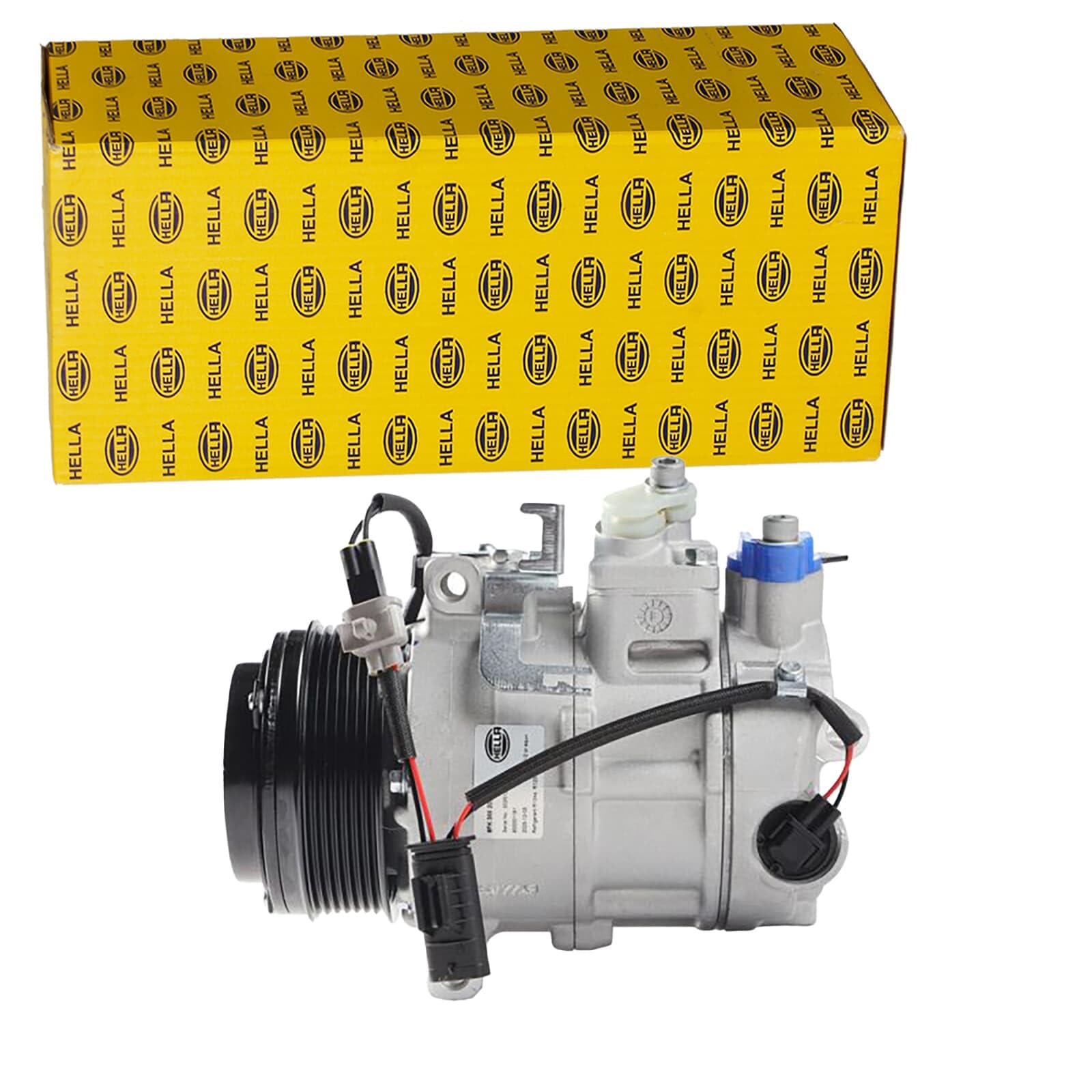 HELLA 8FK 366 203-261 Compresor aire acondicionado con acoplamiento magnético con junta tórica con aceite de compresor PAG