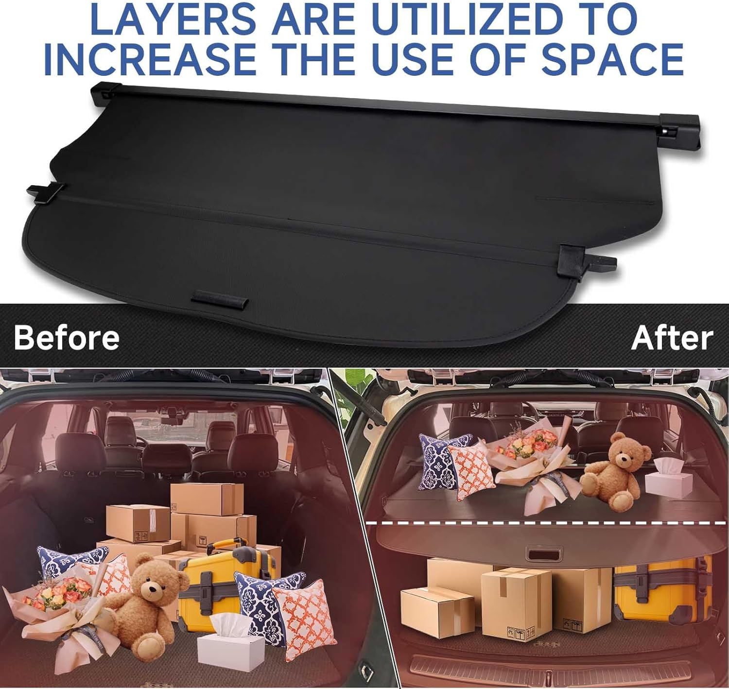 FARBIN Trunk Cargo Cover for Honda CRV 2017-2022, Retractable Trunk Cover Privacy Security Screen, Shielding Shade Compatible with 2018 2019 2020 2021 CR-V (for 2017-2022 Honda CRV Canvas)