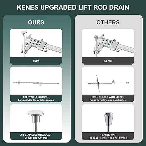 Miniatura 113 de KENES Desagüe desplegable de bronce aceitado para lavabo, tapón de drenaje para lavabo, montaje de drenaje de fregadero sin desbordamiento, anti