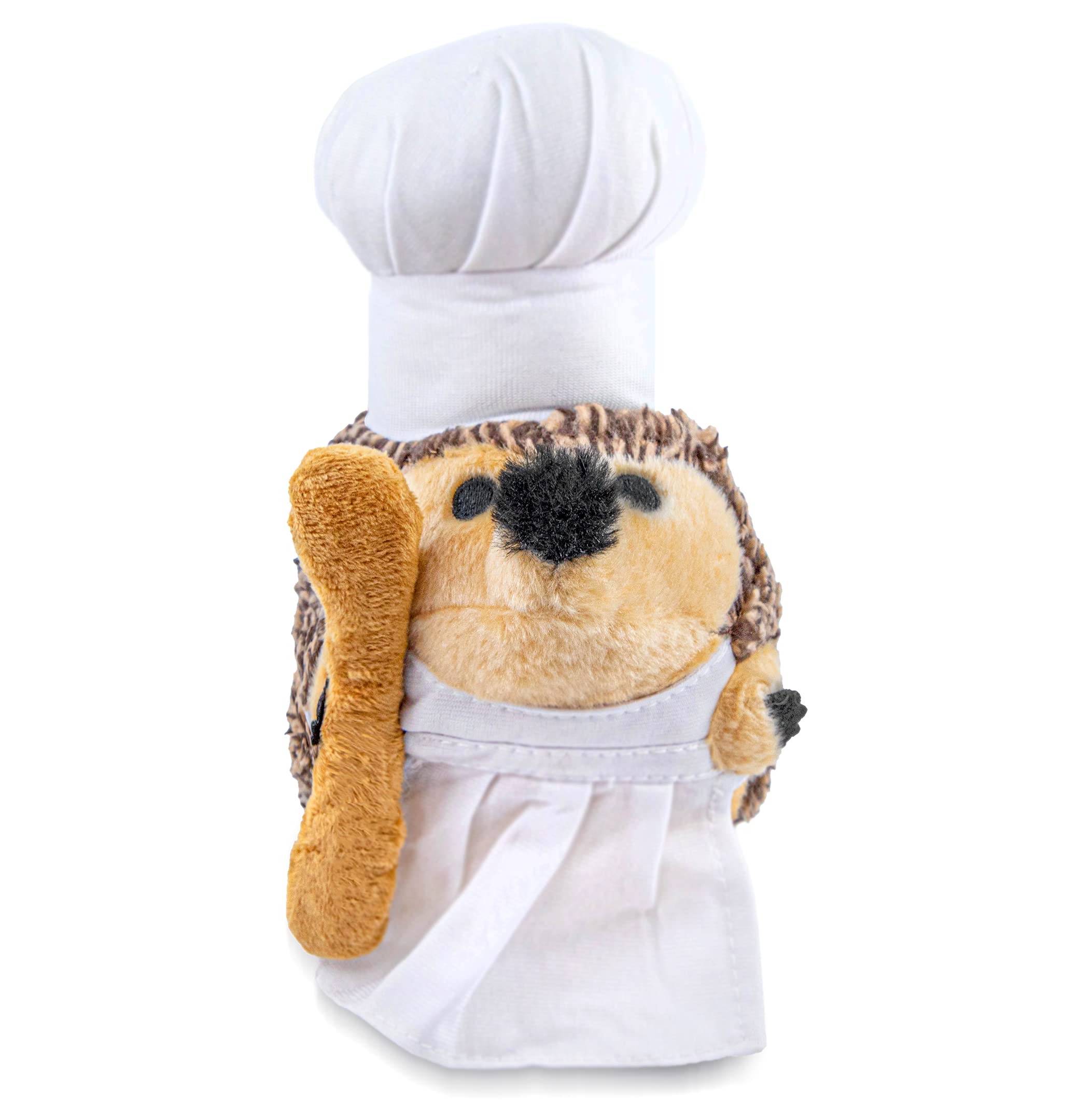 Chef Hedgehog Dog Toys Chewer - Kolec szefa kuchni - Duży pulchny, nisko rozdzierający pies zabawka wypchany plusz, jeż pies gryzienie zabawka dla wszystkich psów - 23 cm - urocze zabawki dla psów od