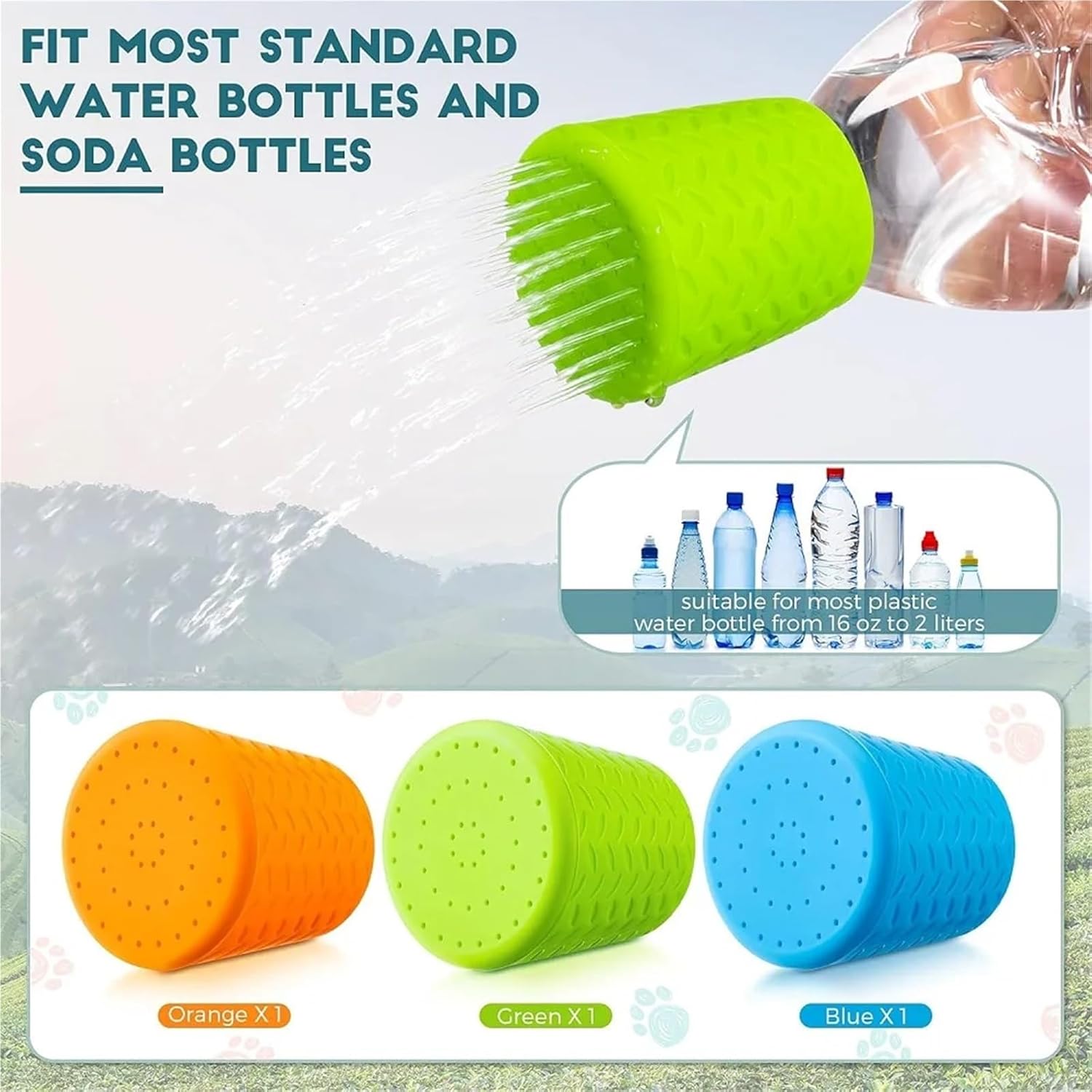 Dog Shower Attachment 8PCS Silicone Pet Shower Head - Portable, Outdoor Dog/Cat Shower Cleaning Supplies(Blue)