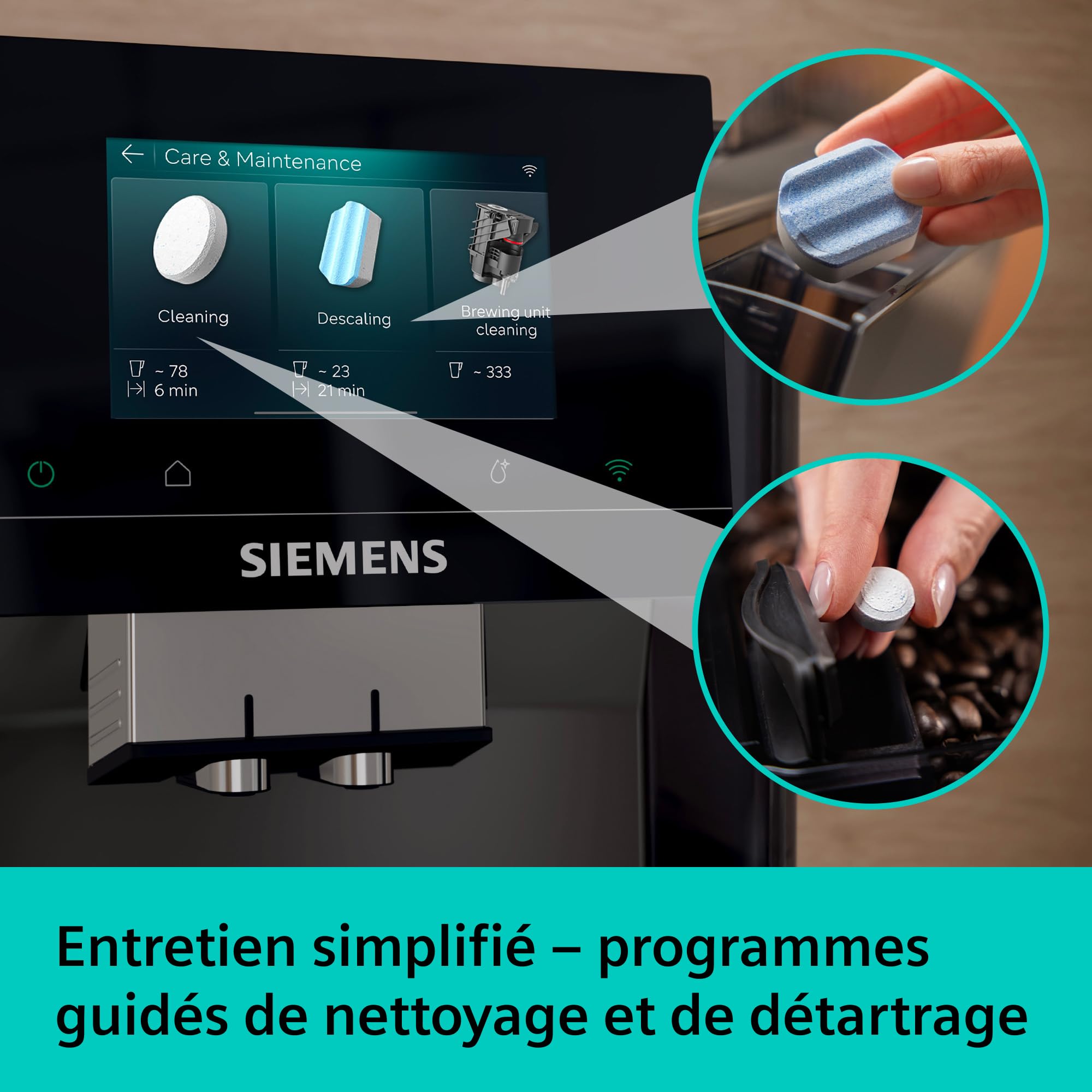 SIEMENS Machine à café entièrement automatique, EQ700 iAroma, écran tactile, Cold Brew et Slow Brew, application Home Appliances, morning haze, TP725E01