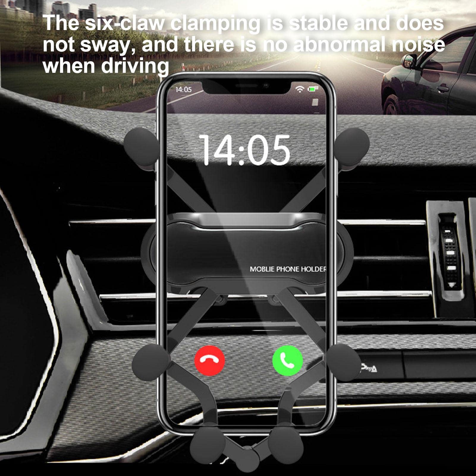 10 pezzi Supporto per telefono da auto - Supporto per telefono da auto - Clip per bocchetta 'aria Supporto per smartphone da auto, stabile a sei ganasce di bloccaggio a 360° | auto - Clip per bocchetta 'aria Supporto per smartphone da auto, stabile a gana