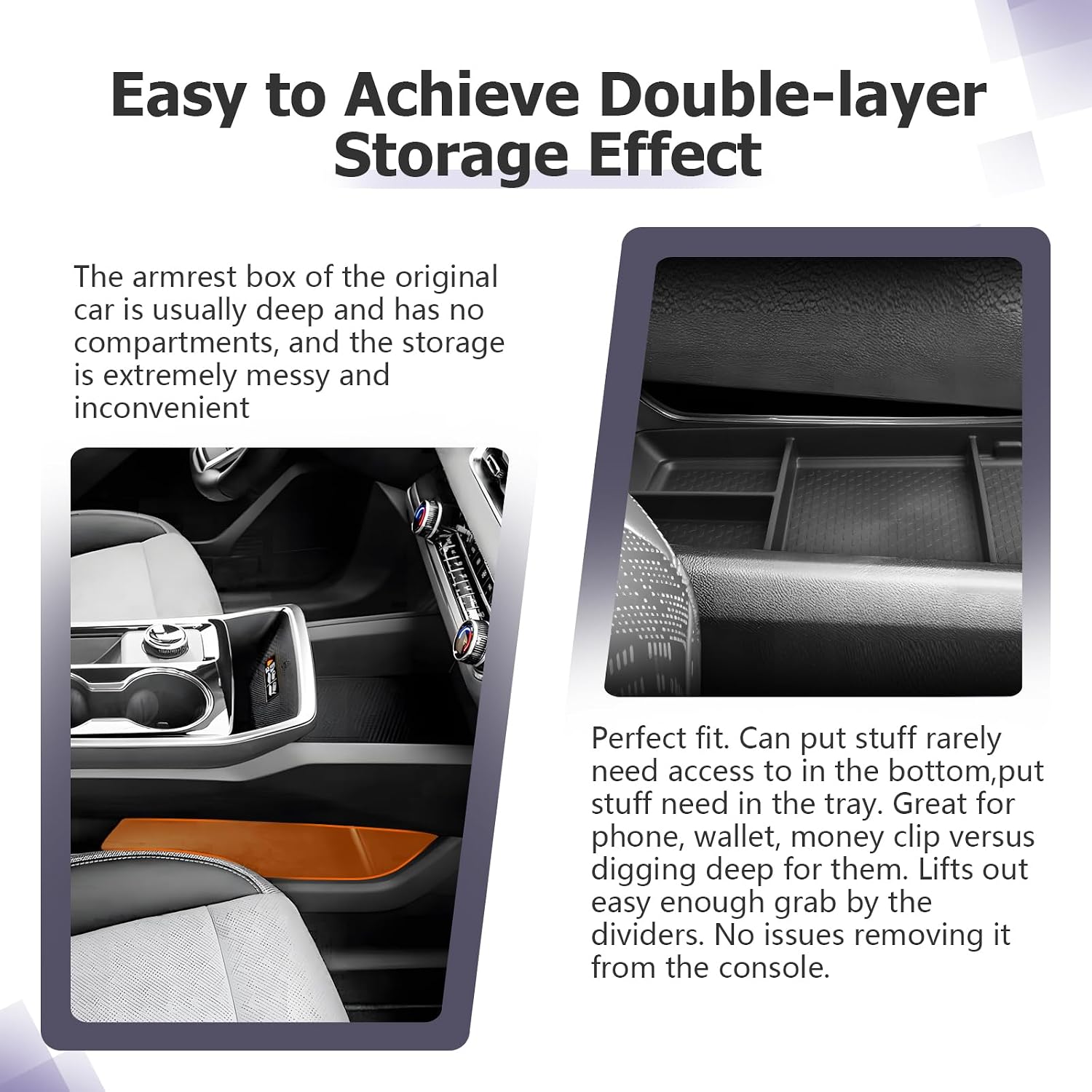 LUWU for 2025 2026 Equinox Lower Center Console Organizer Armrest Storage Box Armrest Organizer Insert Tray Console Organizer Storage Tray 2025 2026 Chevy Equinox Accessories