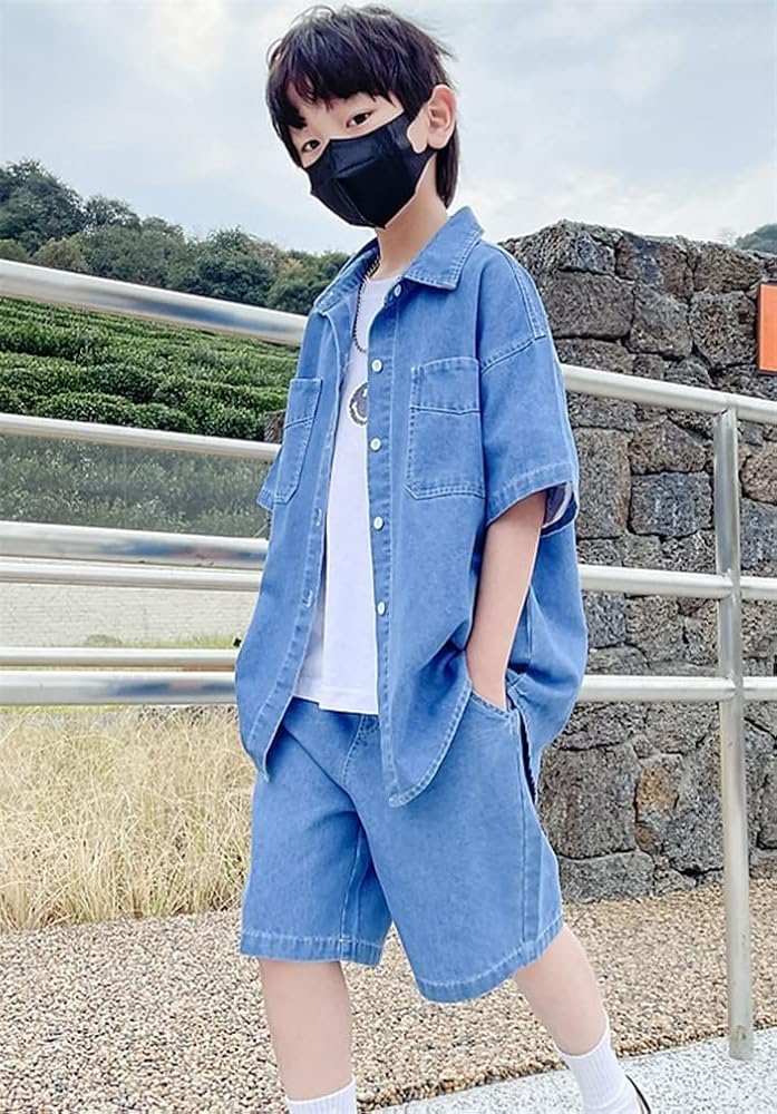新品＊男の子 男児 半袖 夏服 トップス パンツ まとめ売り 140㎝ Amazon | [BLZXIAN] 子供服 デニム半袖 ショートパンツ 上下