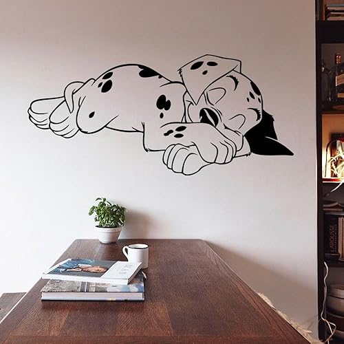 BooDecal Spotty Dog - Calcomanías de vinilo para pared, diseño de cachorro dálmata, lindo cachorro que cae en dulces sueños, para habitación del