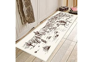 Country Chic Room with Non-Slip Washable Kitchen Rug Set