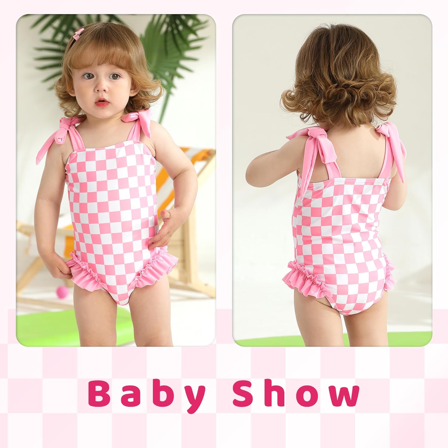 Happy Town Toddler Baby Girl Swimsuit Color Block One Piece Bathing Suits Summer Beach Swimwear - Image 2