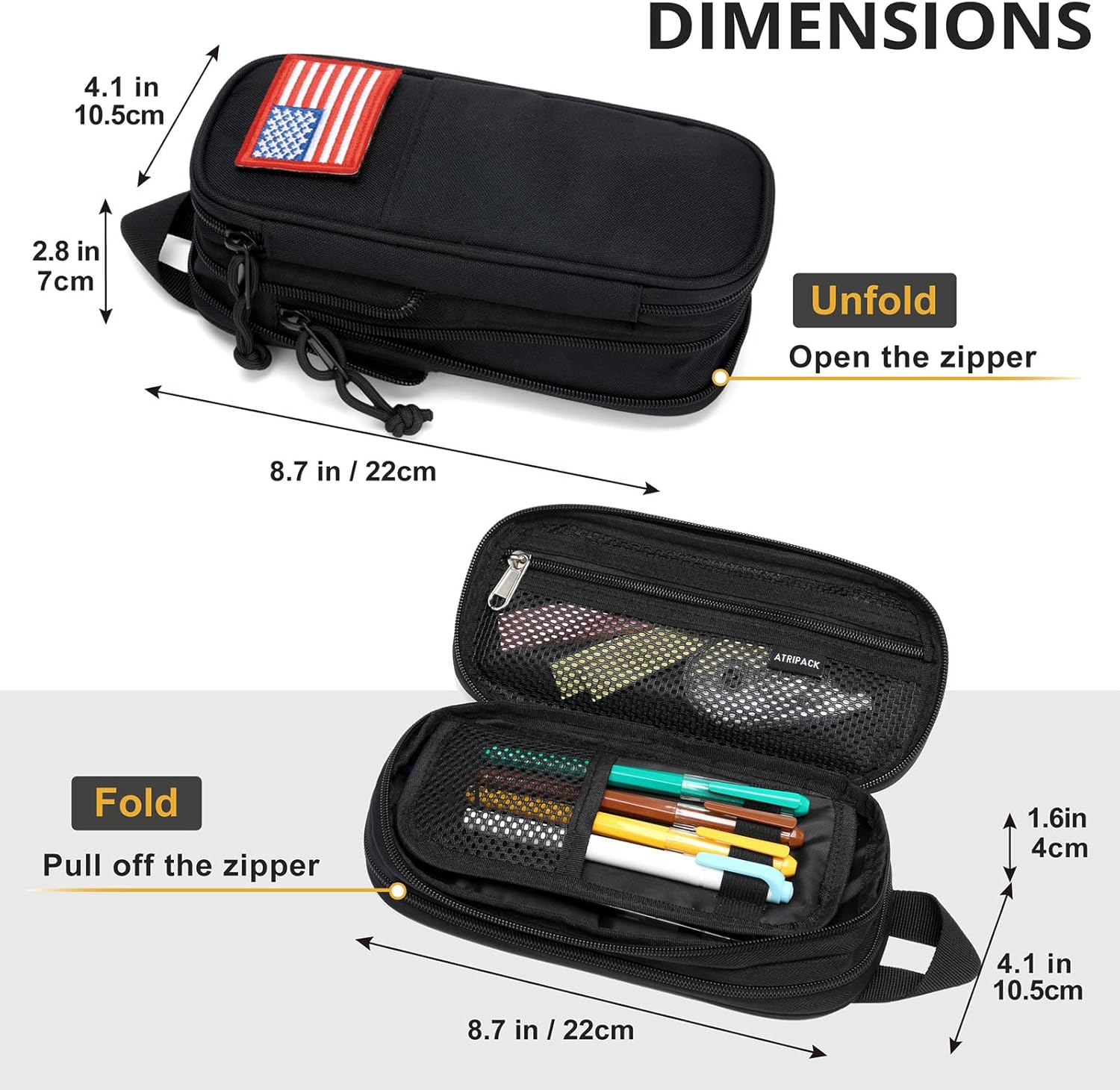 ATRIPACK Tactical Lunch Bag Medium Size & Tactical Pencil Case for Men Women Teens Boys Girls (Black)