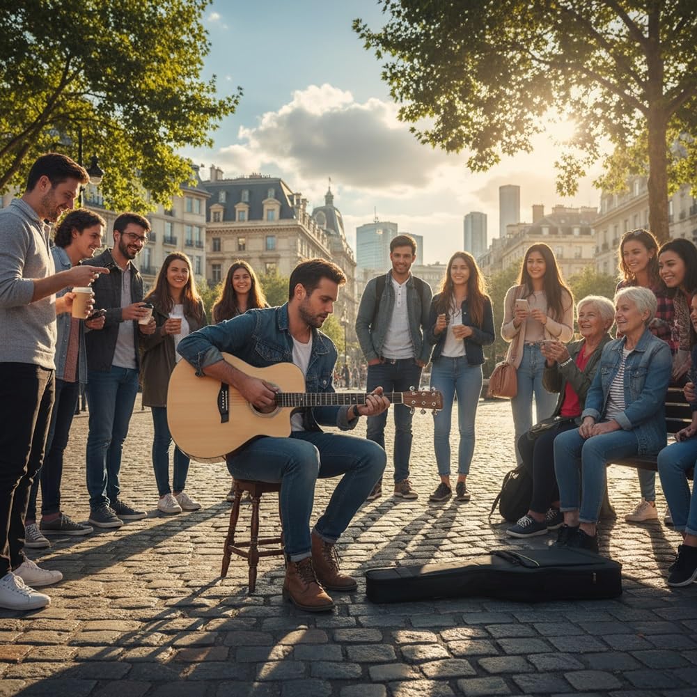 Chitarra acustica per principianti, kit con custodia, corde, tracolla, accordatore, plettri, per adulti e adolescenti