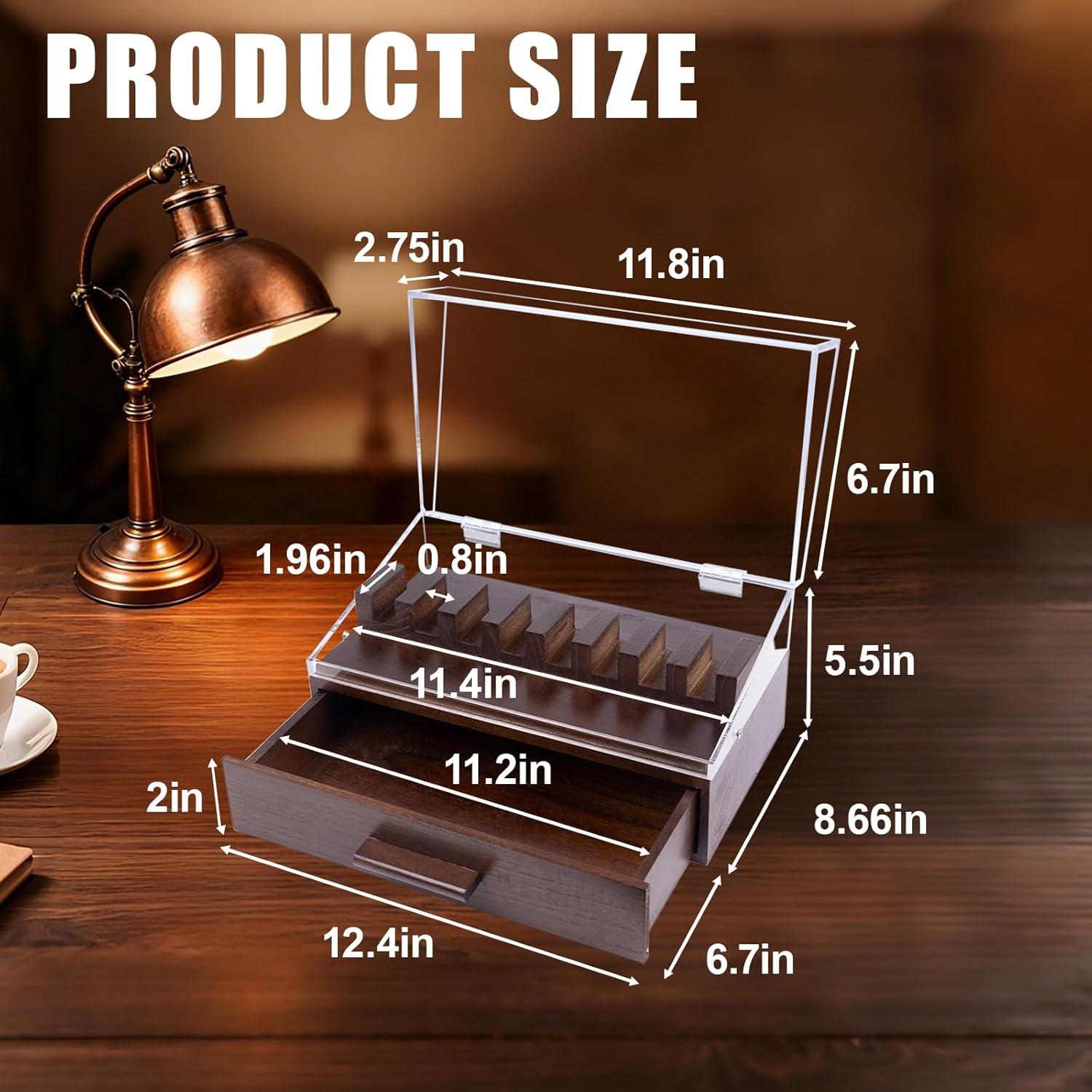 Knife Display Case,Pocket Knife Collection Display Holder,Premium 2-Layer Wooden Case with Acrylic Window Top & Drawer,Handcrafted Storage Box Perfect for Collection