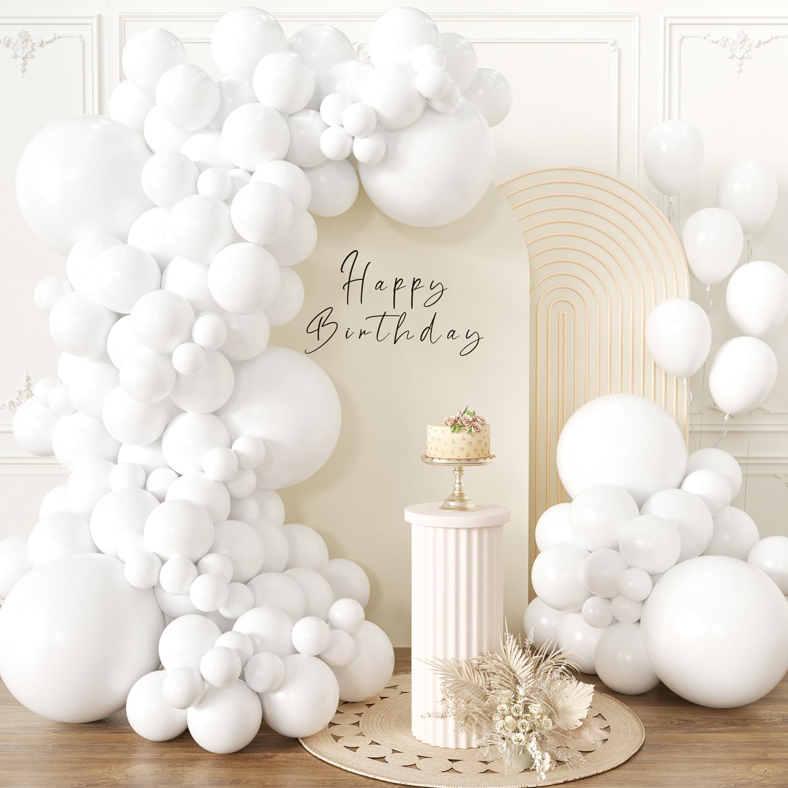 KALOR White Balloons 110 Pcs Different Sizes 18 12 10 5 Inch Latex Balloons Kit for Birthday Baby Shower Wedding Graduation Party Decorations