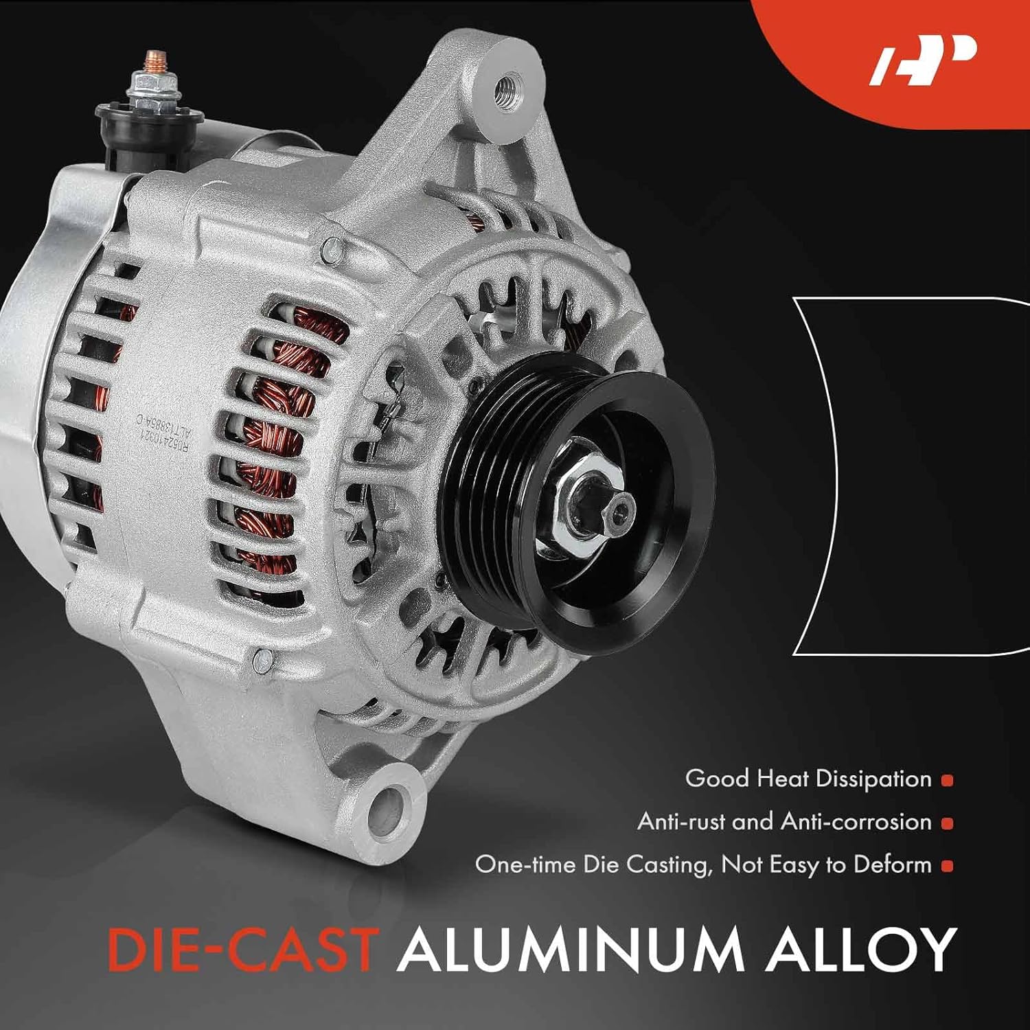 A-Premium Alternator Compatible with Toyota Tacoma 2000-2004, 4Runner 2000, 2.4L 2.7L, 12V 80A 5-Groove Pulley Clockwise, Replace# 101211-9630, 27060-75160