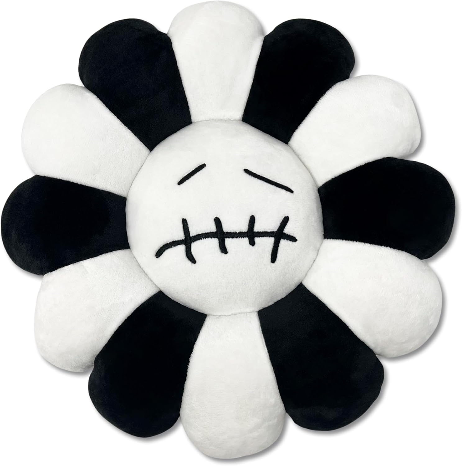 Flower Plushie Pillow Black & White