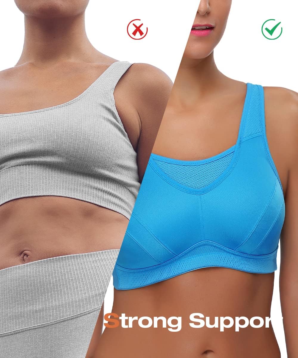 Wingslove Women's High Impact Sports Bra – Wirefree Full Coverage Non Padded Workout Bra for Plus Size Bust